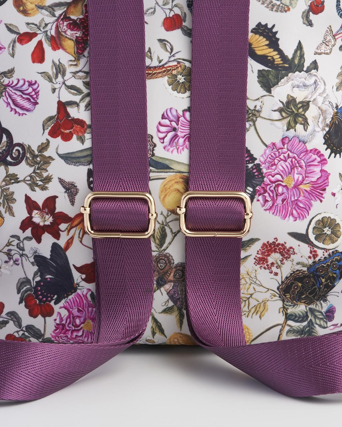Floral Engravings lila kicsi hátizsák