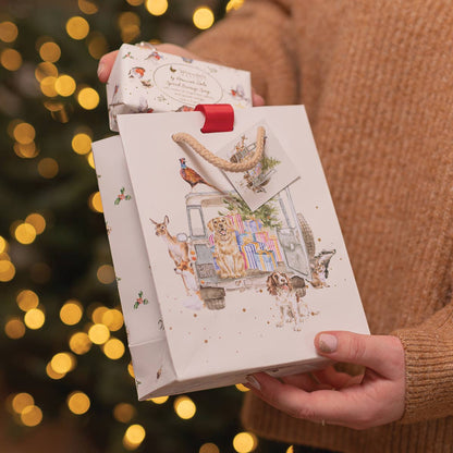 Wrendale Designs - Karácsonyi kicsi ajándéktáska - 'Hazafelé Karácsonykor'