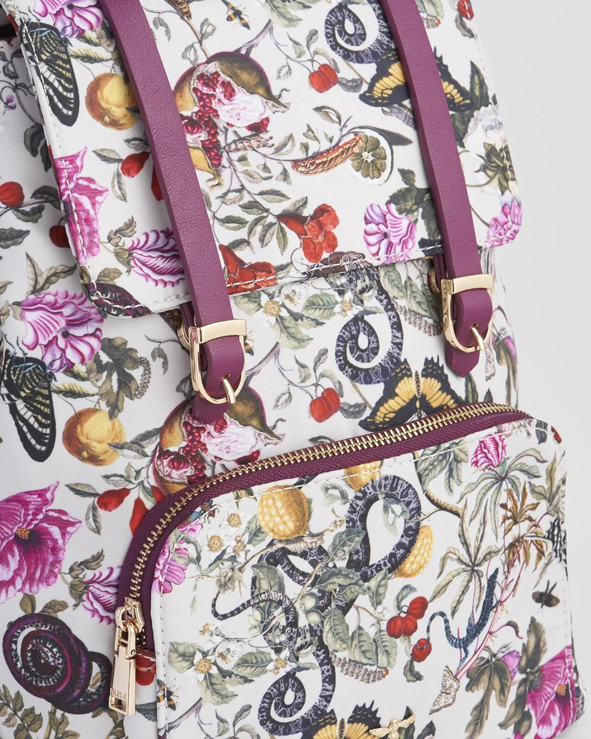 Floral Engravings lila kicsi hátizsák