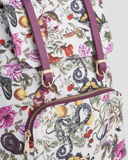 Floral Engravings lila kicsi hátizsák