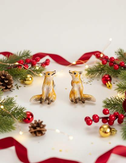 Róka zománcozott bedugós fülbevaló