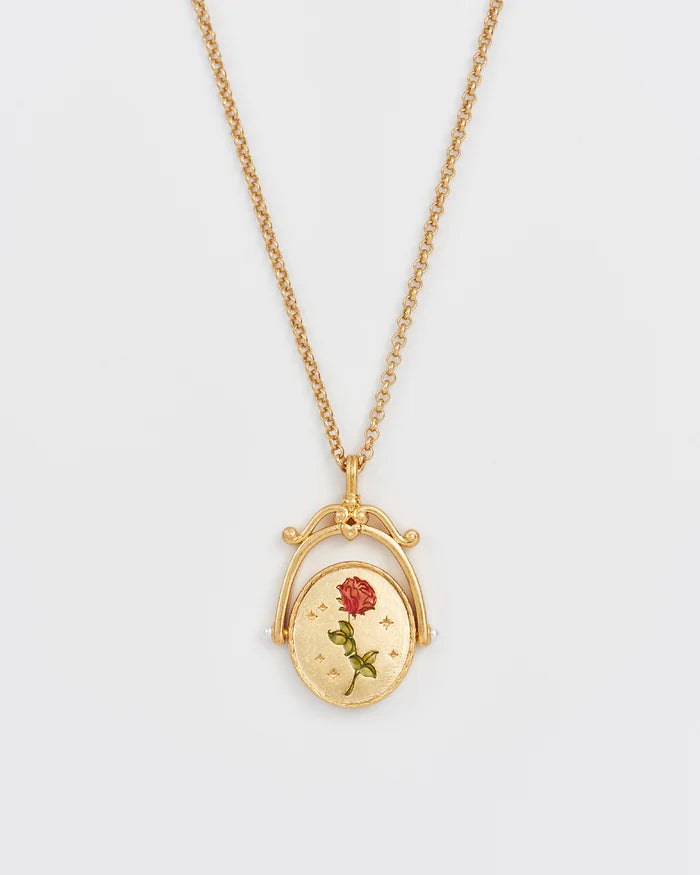 "R" Kezdőbetűs aranyozott nyaklánc virágmotívummal