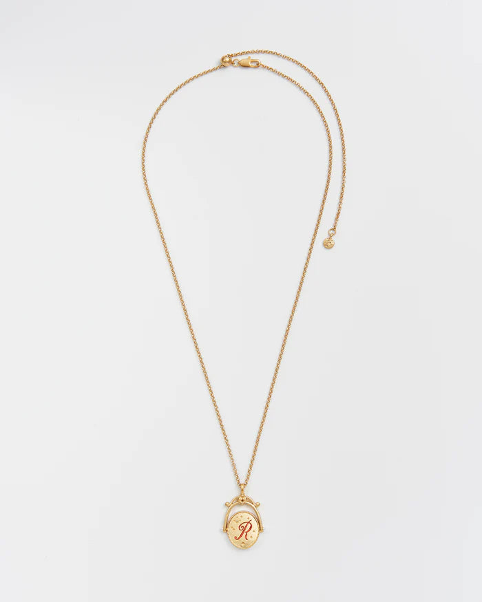 "R" Kezdőbetűs aranyozott nyaklánc virágmotívummal