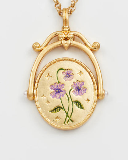 "V" Kezdőbetűs aranyozott nyaklánc virágmotívummal