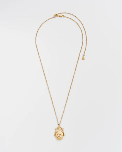 "V" Kezdőbetűs aranyozott nyaklánc virágmotívummal