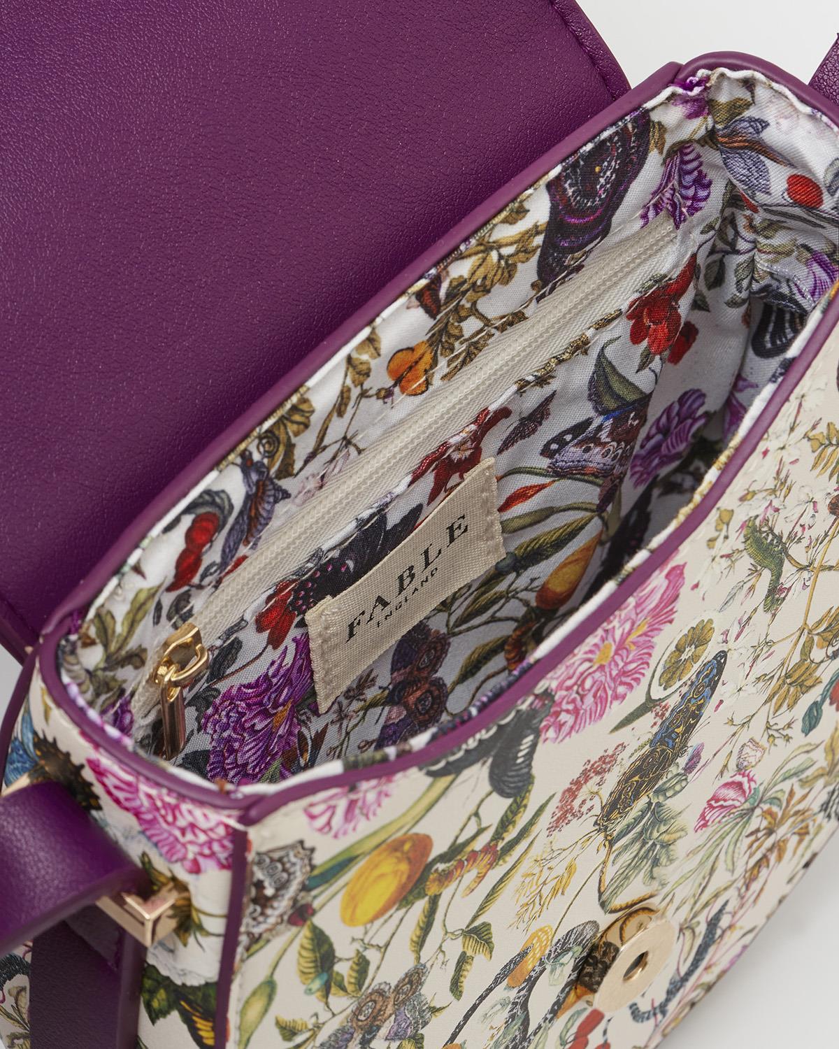 Floral Engravings lila nyeregtáska