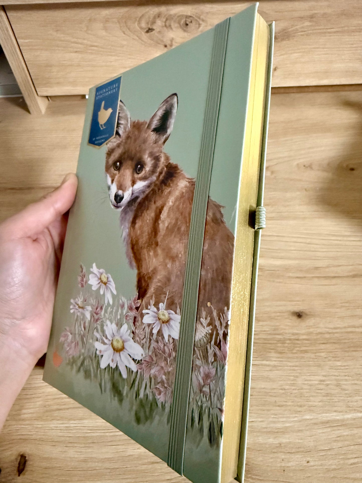 Wrendale Designs - Jegyzetfüzet aranyszínű élfestéssel (rókás)