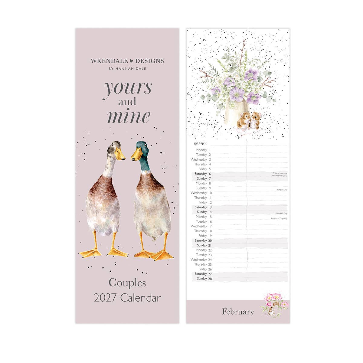 Wrendale Designs - Yours & Mine 2027 páros falinaptár - havi beosztású (angol)
