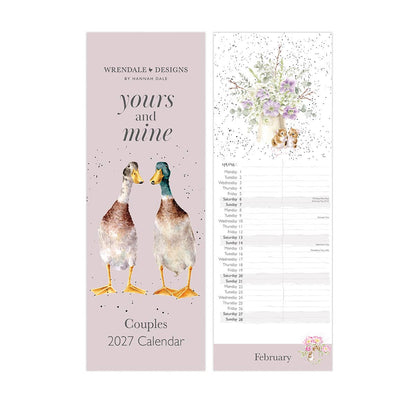 Wrendale Designs - Yours & Mine 2027 páros falinaptár - havi beosztású (angol)