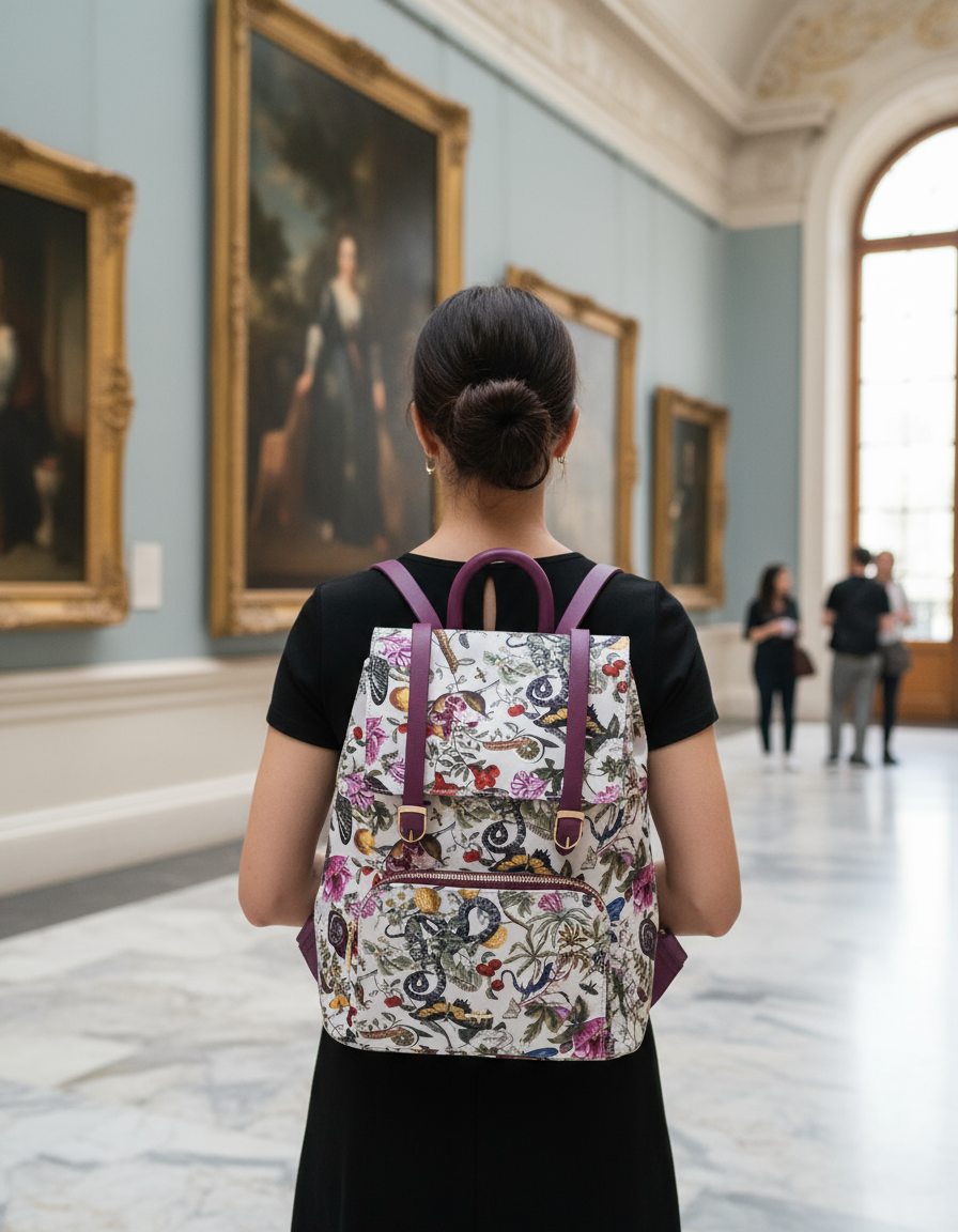 Floral Engravings lila hátizsák